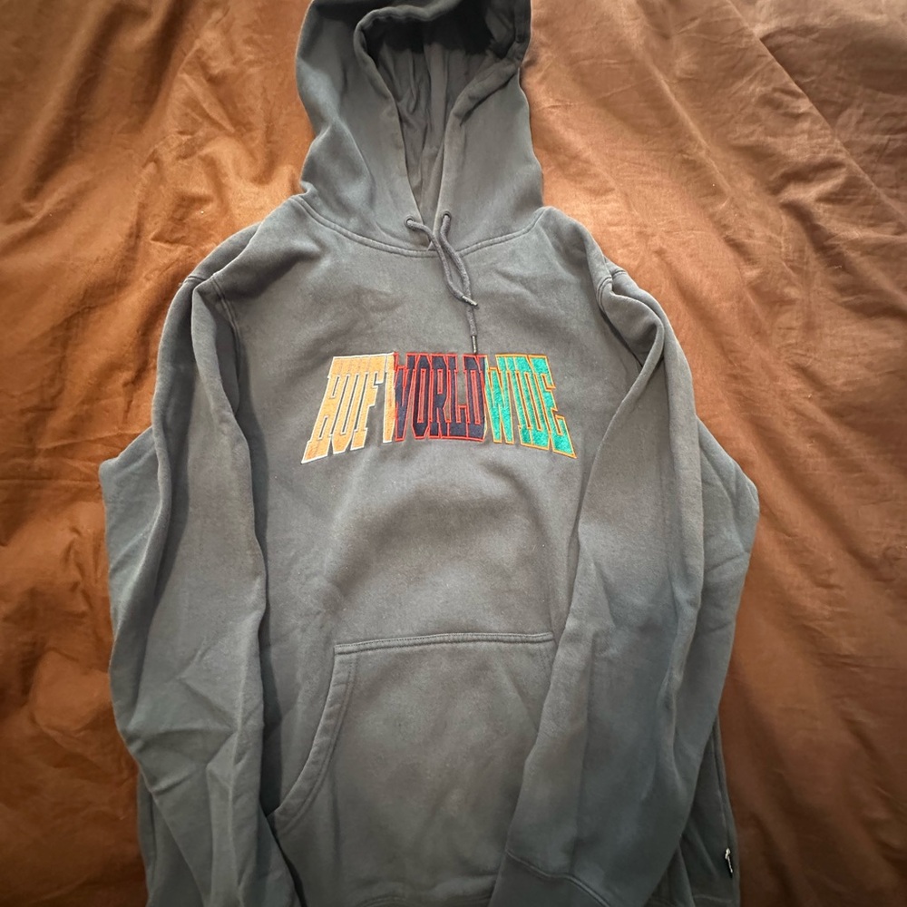 HUF Charcoal Hoodie with Subtle Branding